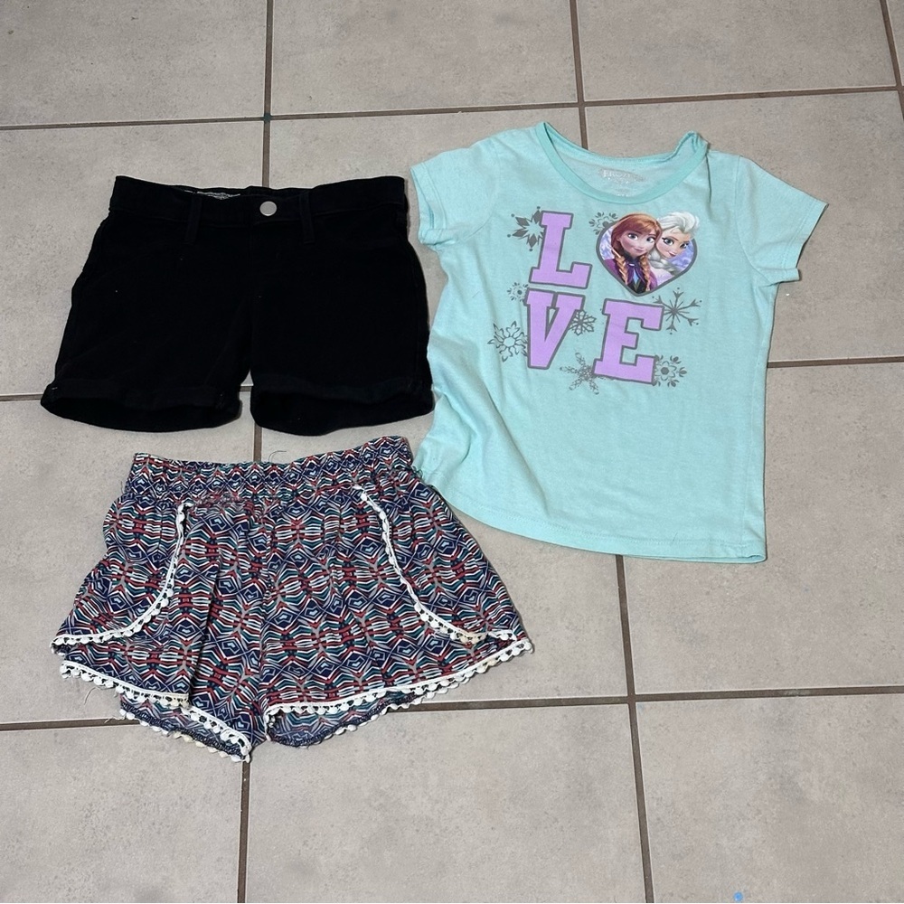 Frozen & Wonder Nation Kids Girls Shirts, Shorts size M(7-8).